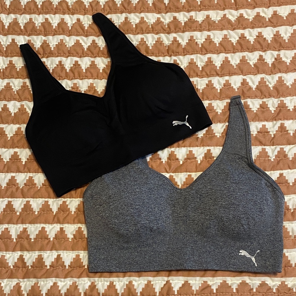 Puma Women's Black and Gray Sports Bra Set